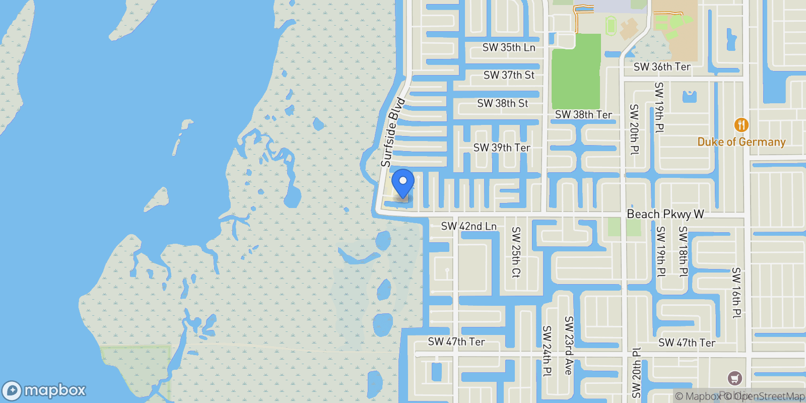 Map showing 3004 SW 41st Terrace, Cape Coral, Florida, United States.