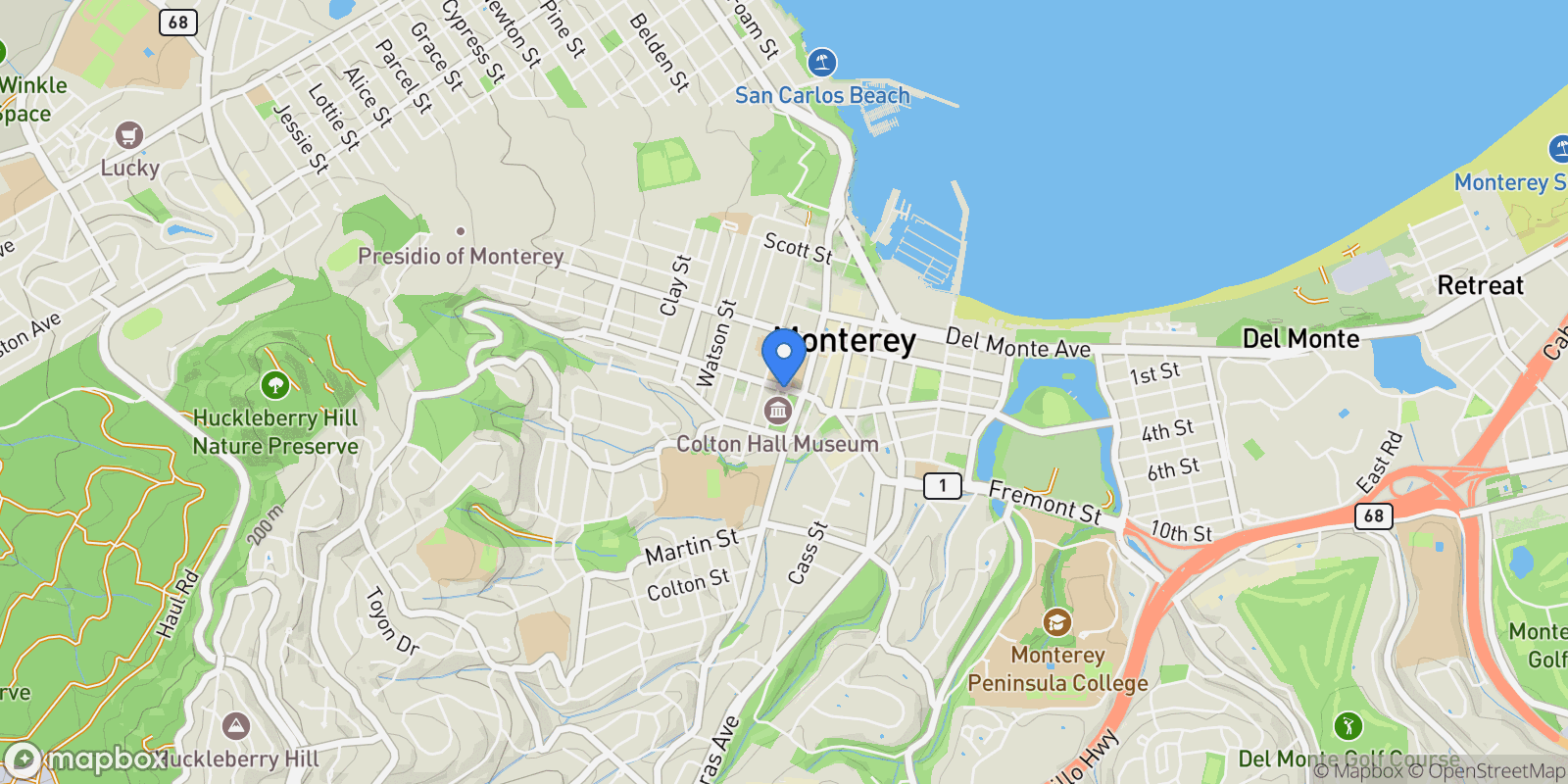 Map showing 502 Pierce Street, Monterey, California, United States.
