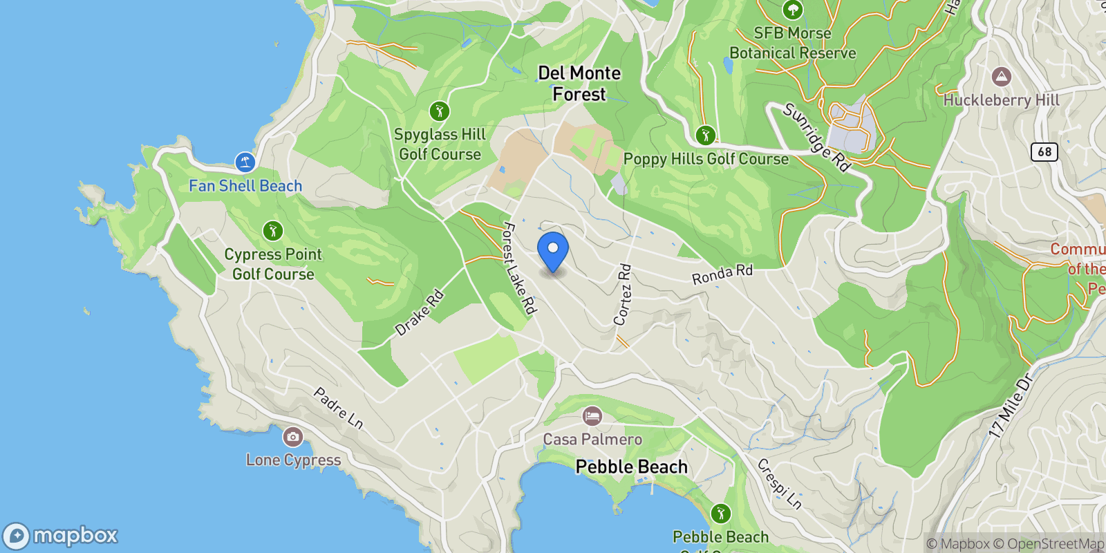 Map showing 1425 Oleada Road, Del Monte Forest, California, United States.