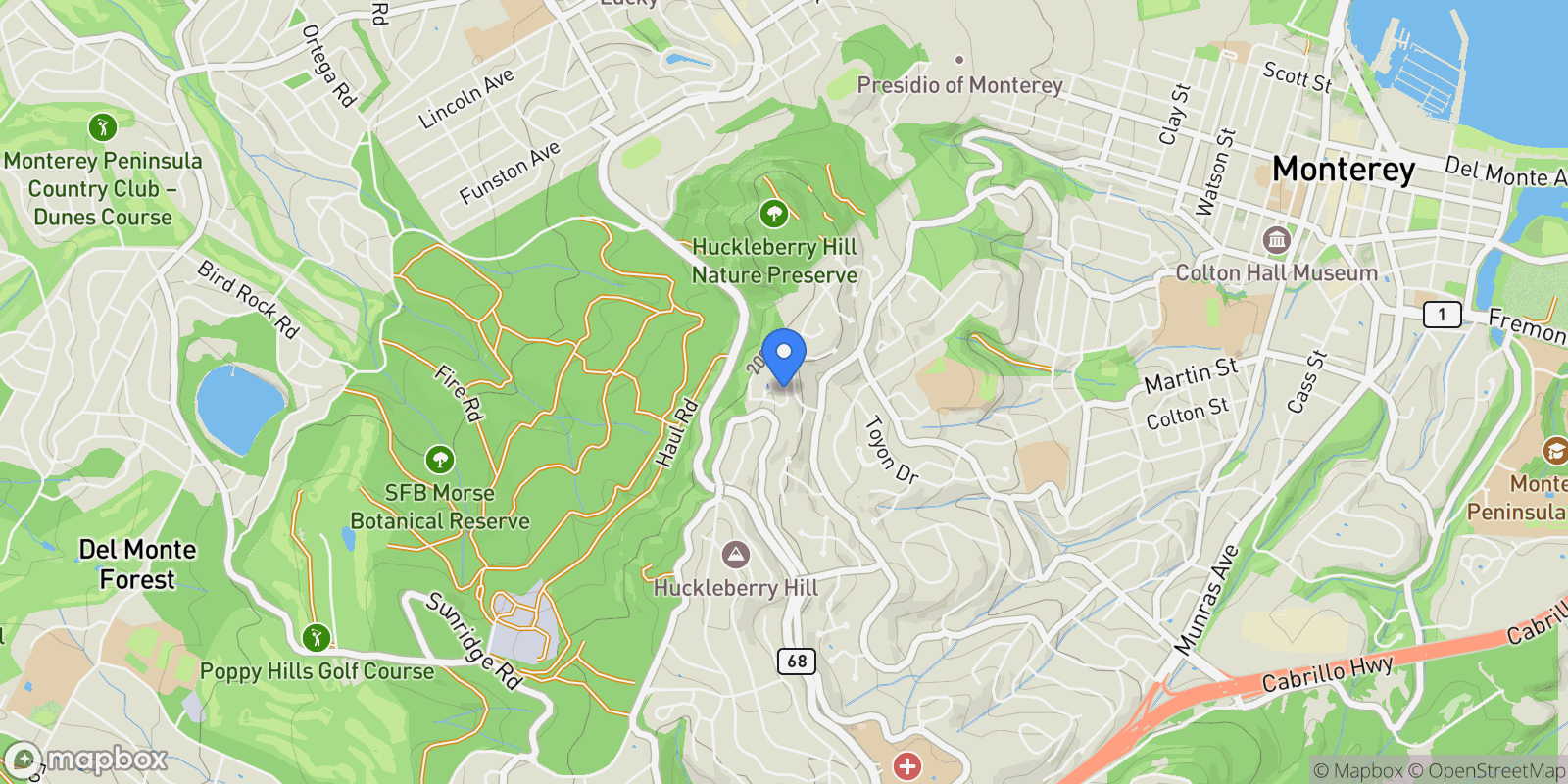 Map showing 59 Skyline Crest Dr, Monterey, California, United States.