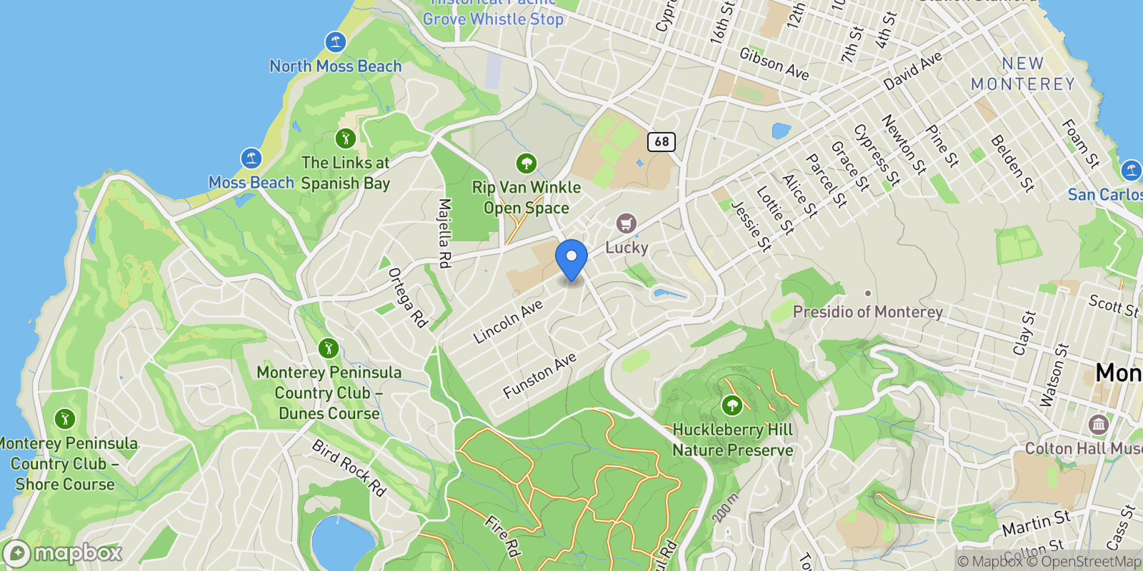 Map showing 1113 Presidio Boulevard, Pacific Grove, California, United States.