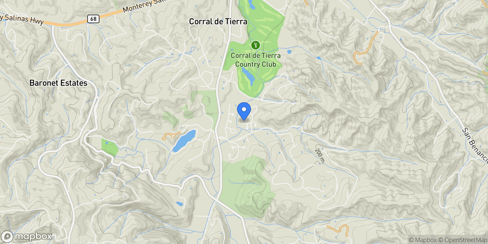 Map showing 25603 Creekview Circle, Salinas, California, United States.
