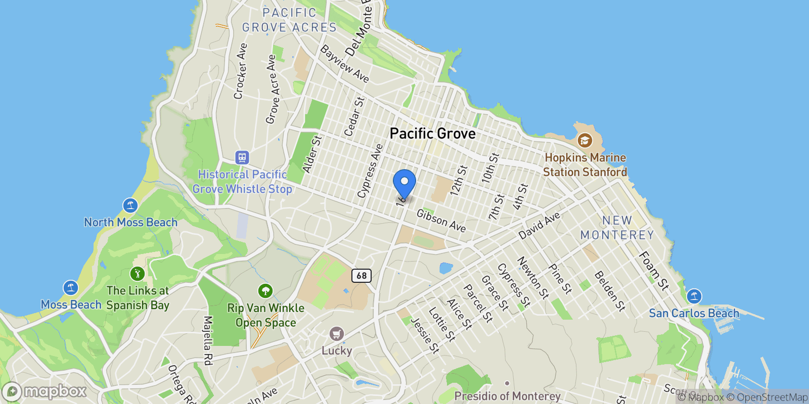 Map showing 618 Forest Avenue, Pacific Grove, California, United States.