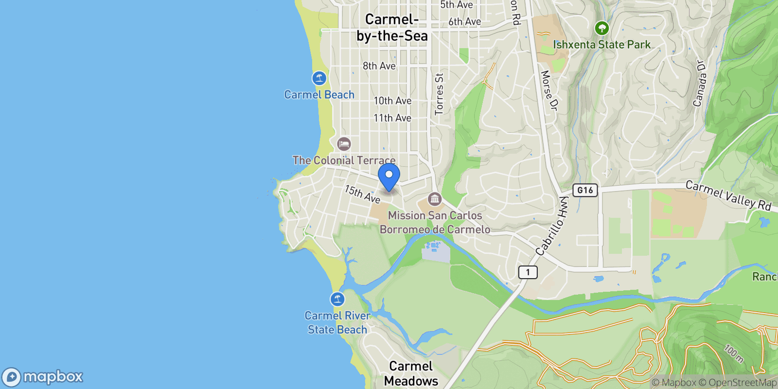Map showing 2830 14th Avenue, Carmel-by-the-Sea, California, United States.