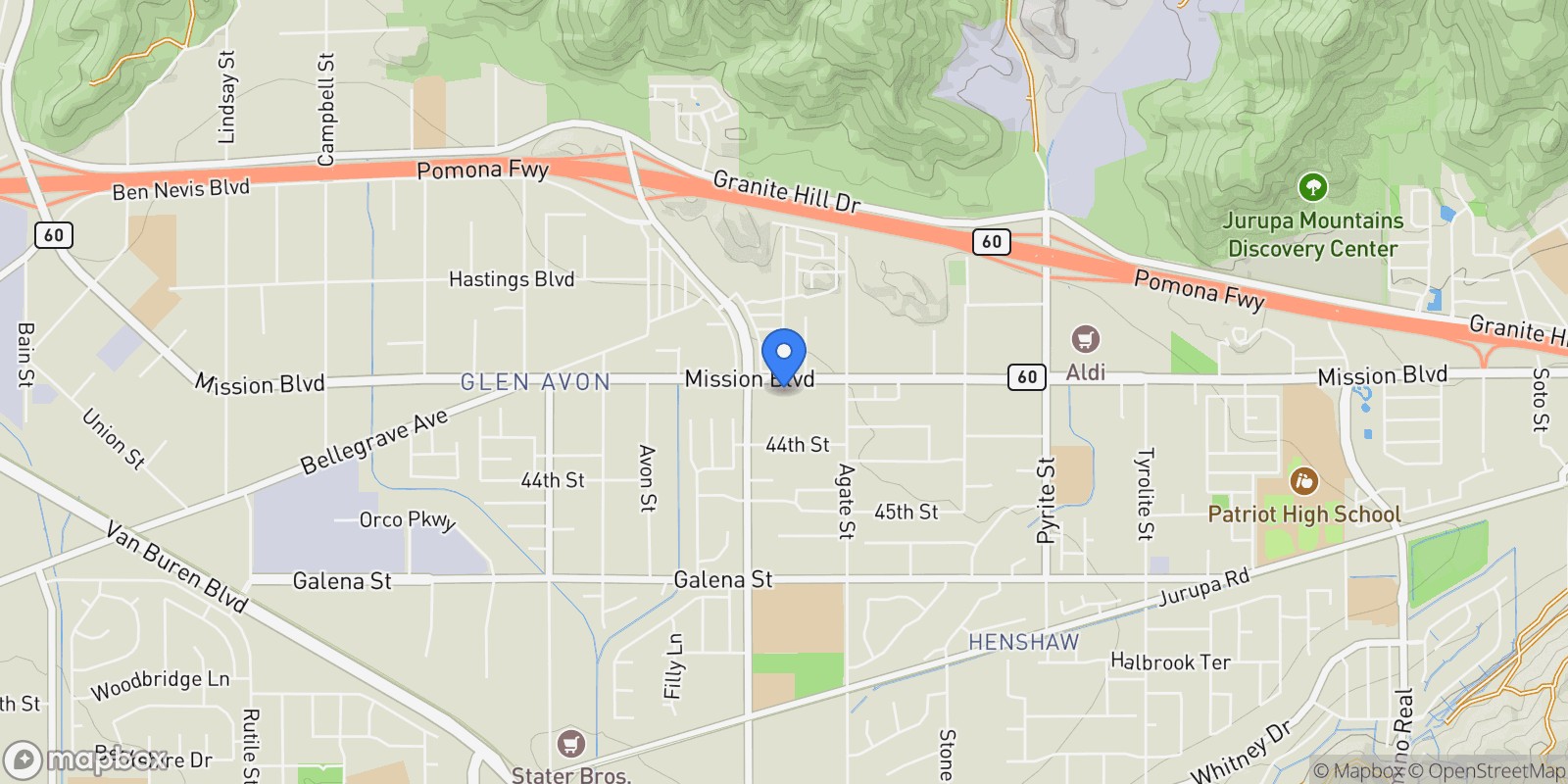 Map showing 0 Mission Boulevard, Jurupa Valley, CA 92509, Jurupa Valley, California, United States.