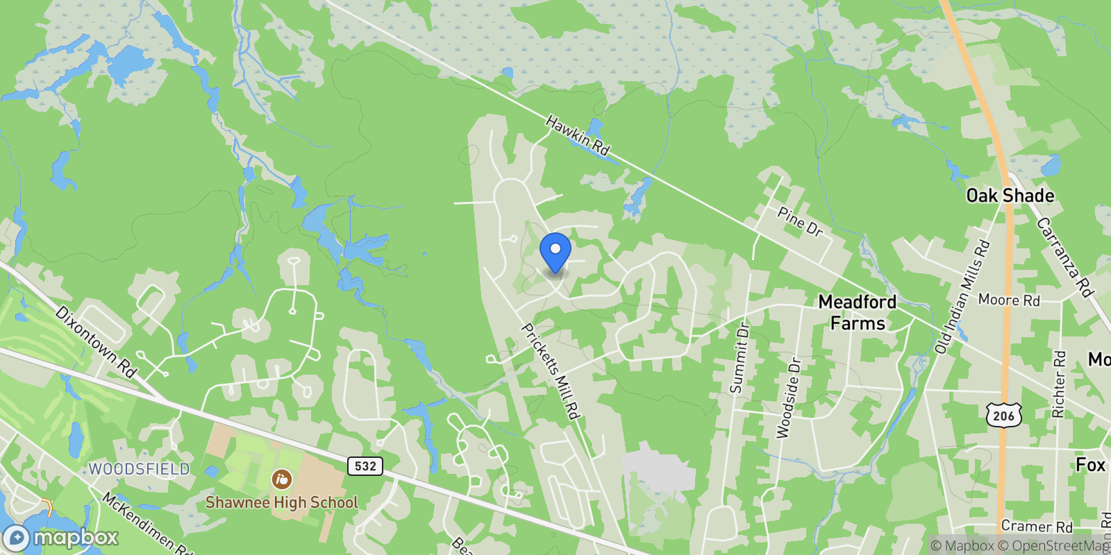 Map showing 2 FRANKLIN CT COURT, SOUTHAMPTON, NJ 08088, Southampton Township, New Jersey, United States.