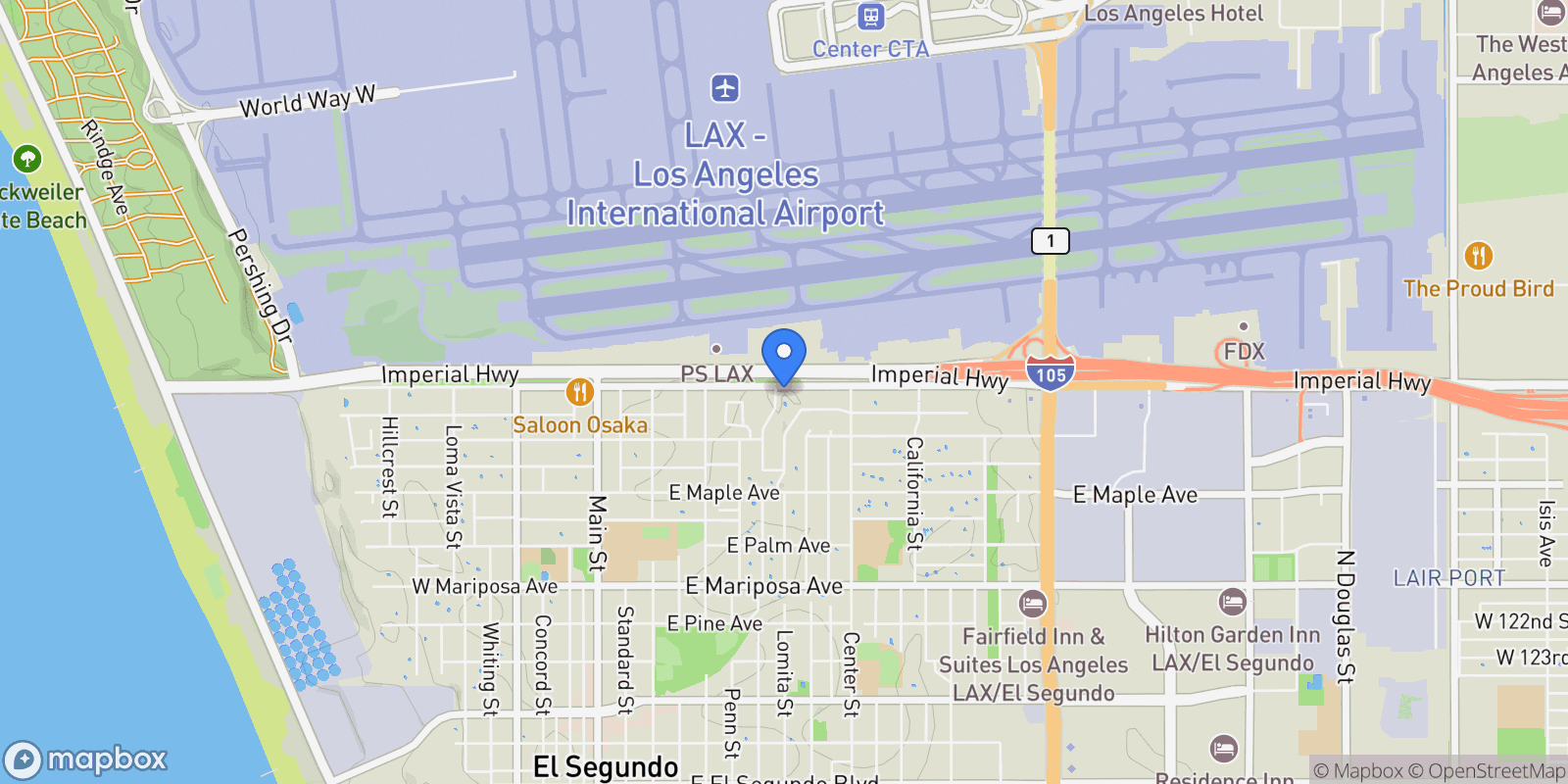 Map showing 906 E Imperial, El Segundo, CA 90245, El Segundo, California, United States.