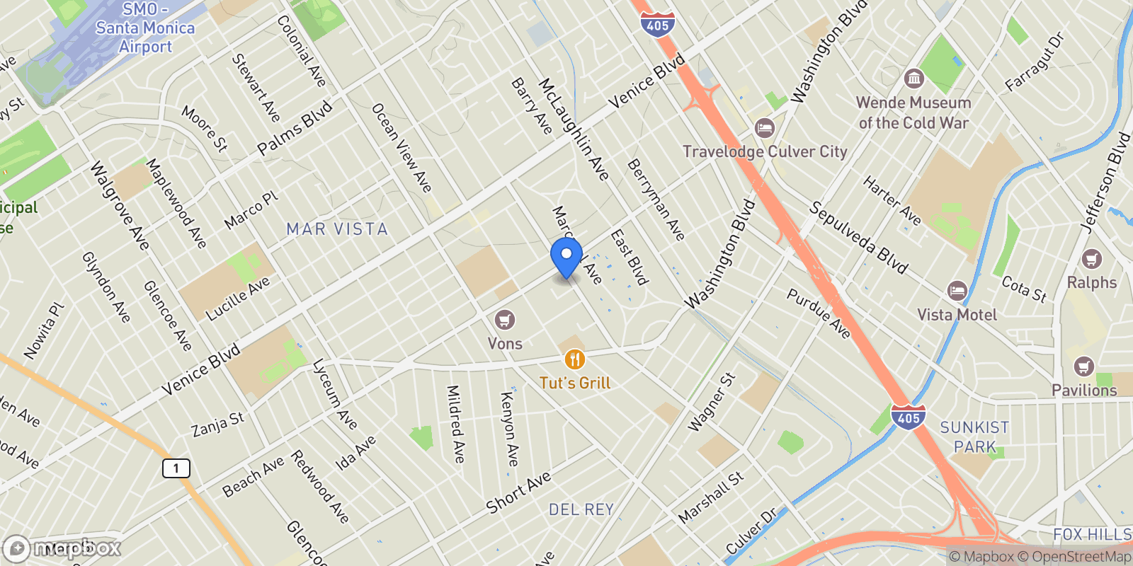 Map showing 4035 Inglewood Boulevard, Los Angeles, CA 90066, Los Angeles, California, United States.