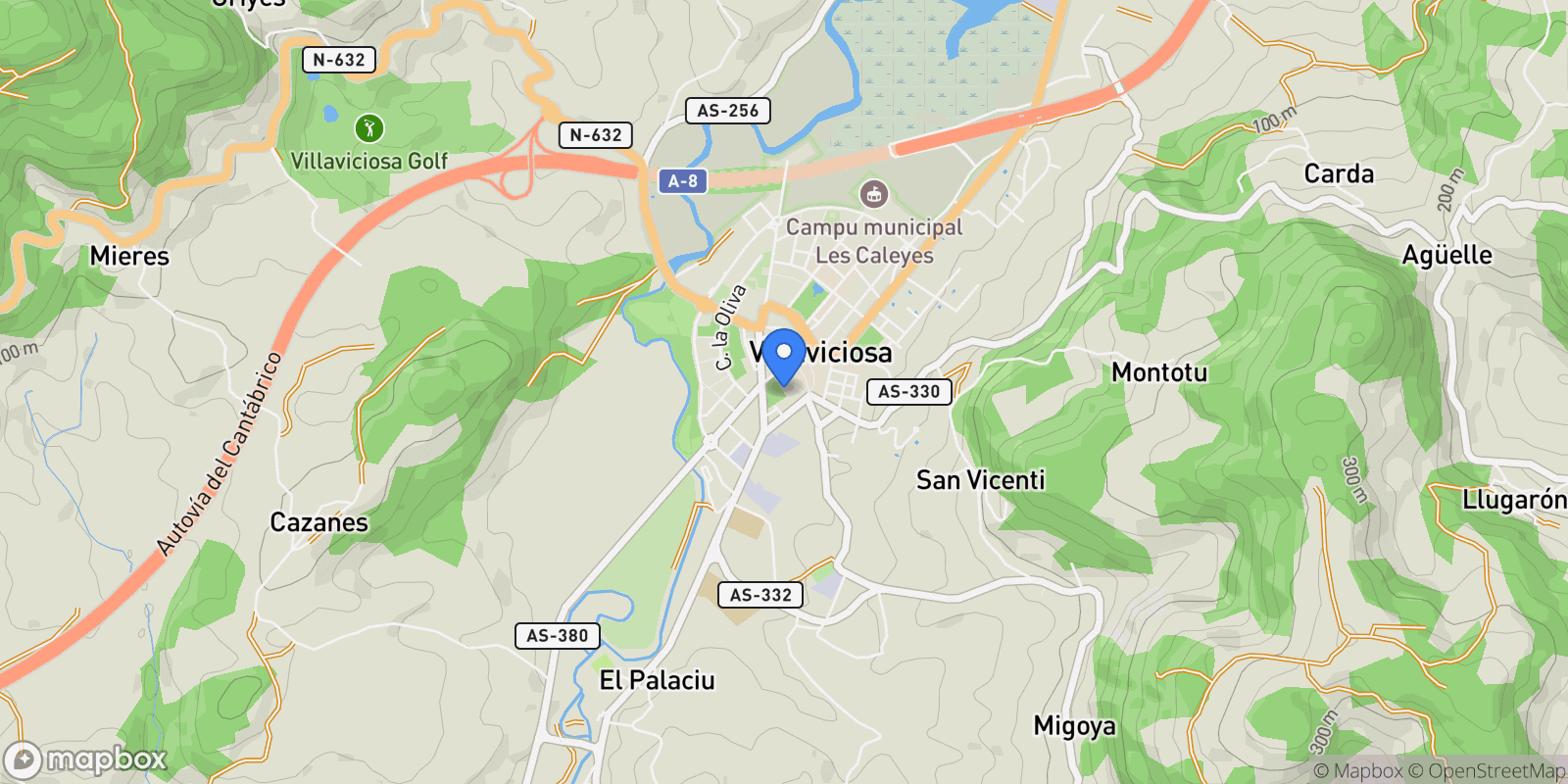 Map showing Villaviciosa, Villaviciosa, ASTURIAS, Villaviciosa, Villaviciosa, Asturias, Spain.