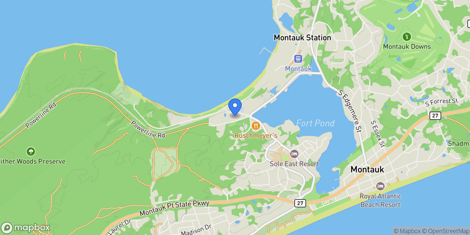 Map showing 18 North Shore Rd, Montauk, New York, United States.