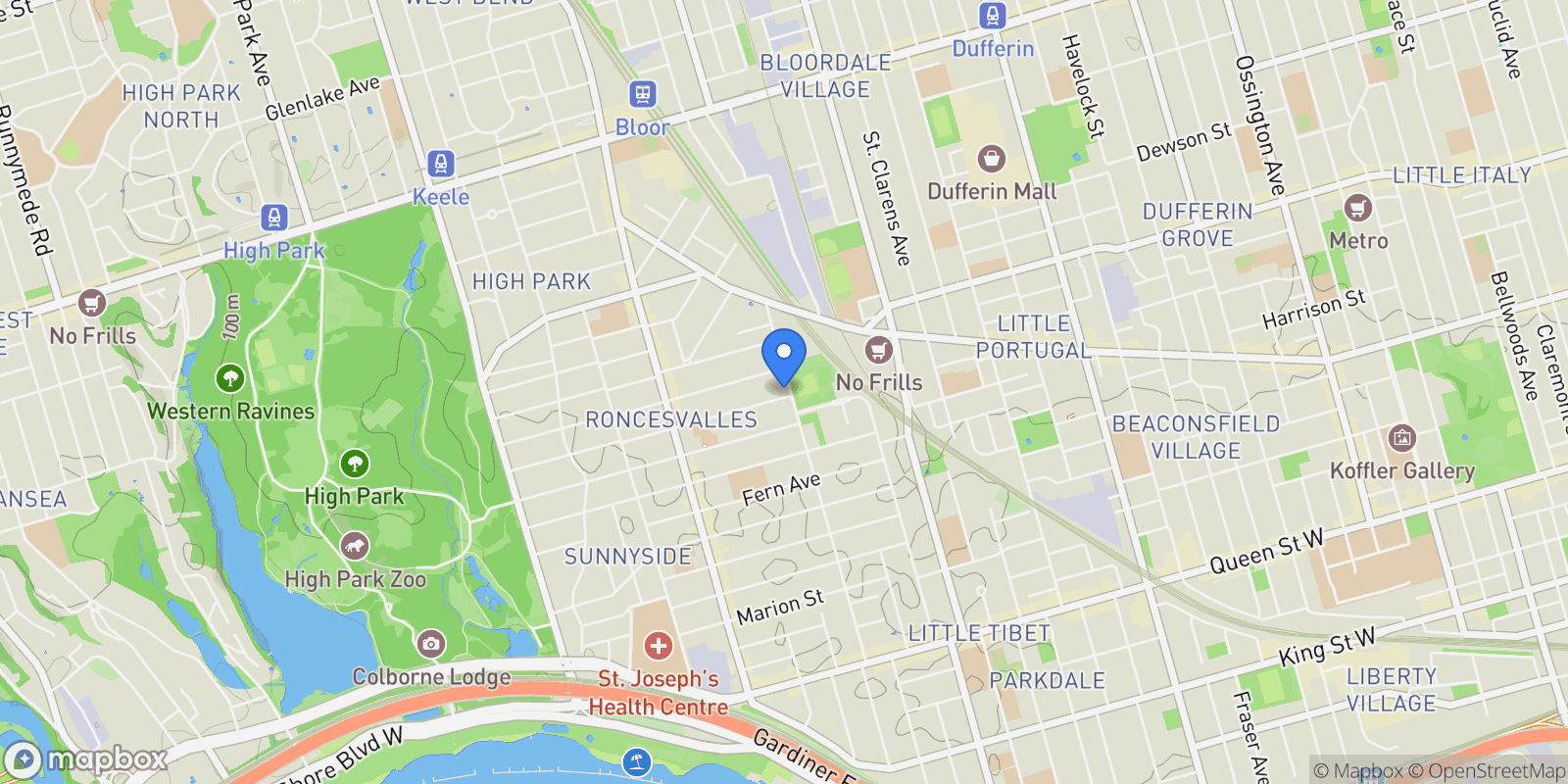 Map showing 6 Westminster Avenue, Toronto, ON, M6R1N4, CANADA, Toronto, Ontario, Canada.