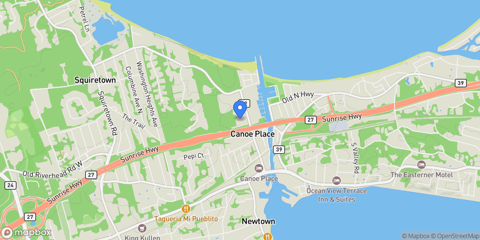 Map showing 33A NEWTOWN Rd, Hampton Bays, New York, United States.