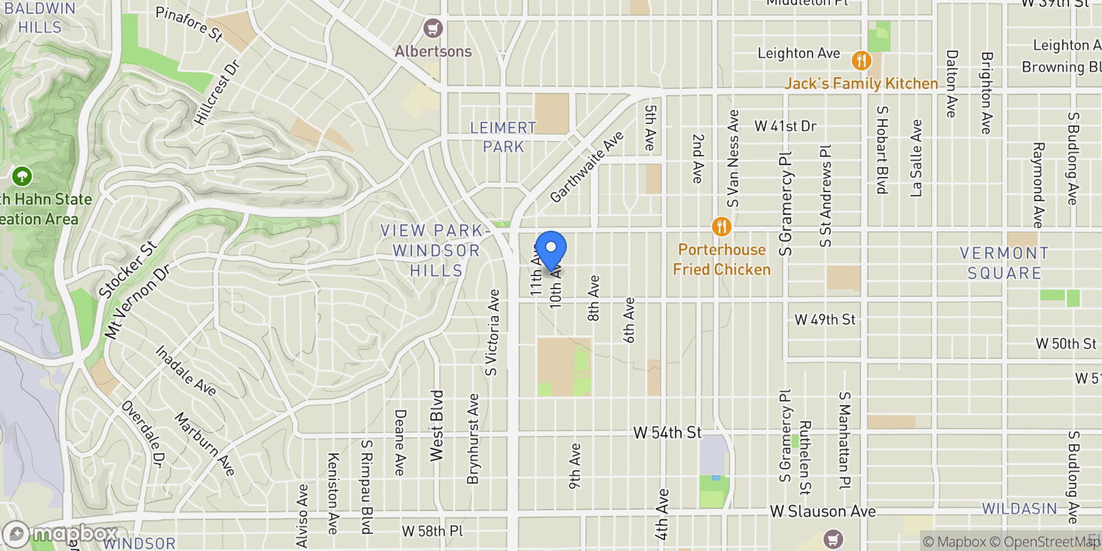 Map showing 4617 10th Avenue, Los Angeles, California, United States.
