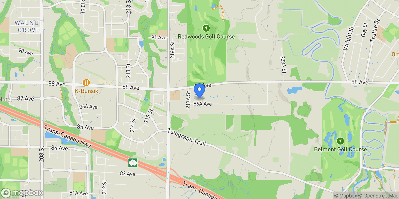 Map showing 21795 86a Avenue, Langley Township, British Columbia, Canada.
