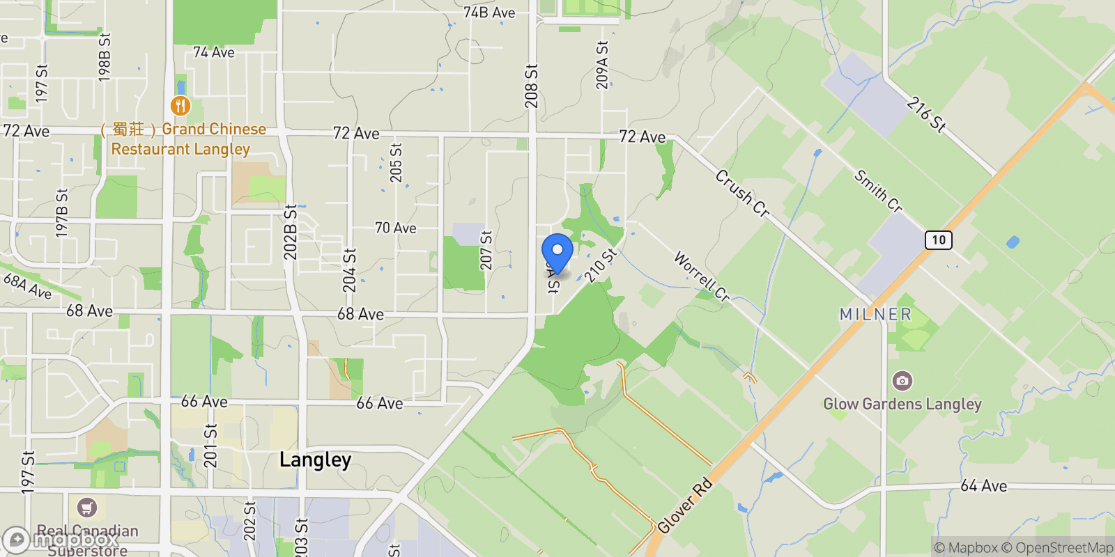 Map showing 20840 69 Avenue, Langley Township, British Columbia, Canada.