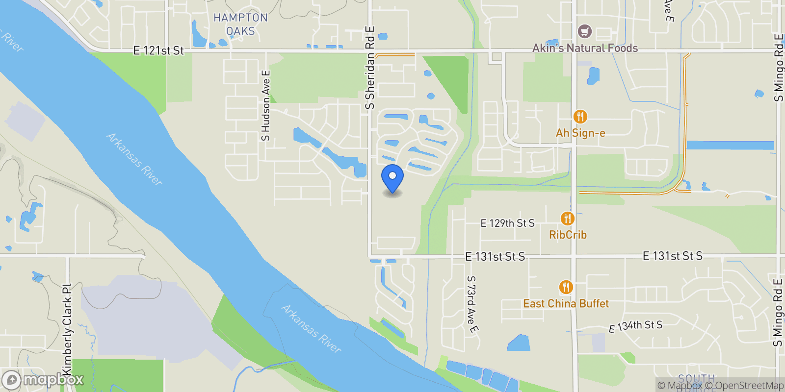 Map showing 6685 E 128th Street, Bixby, OK 74008, Bixby, Oklahoma, United States.