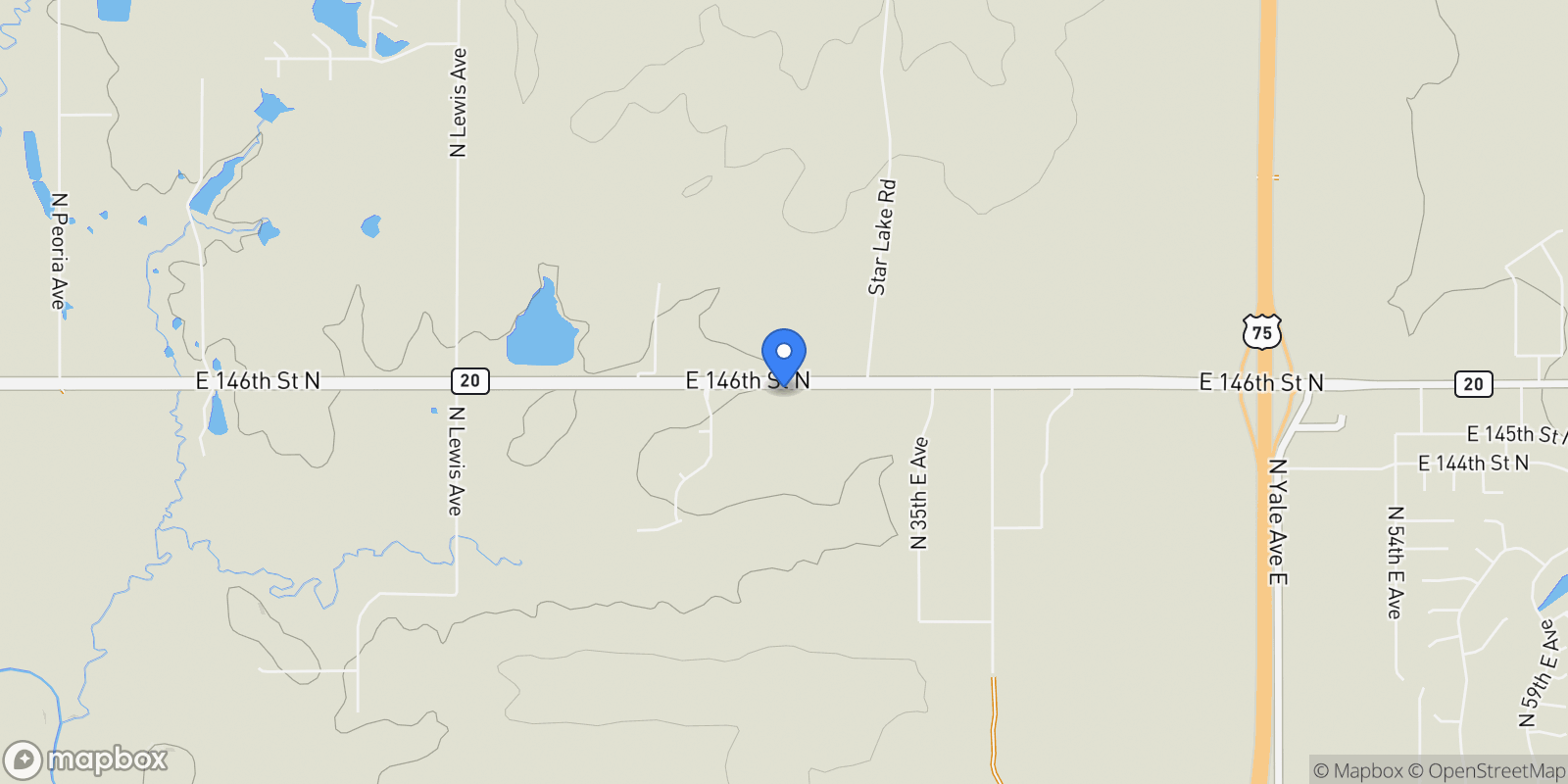 Map showing 69 N Hwy 20, Skiatook, OK 74070, Skiatook, Oklahoma, United States.