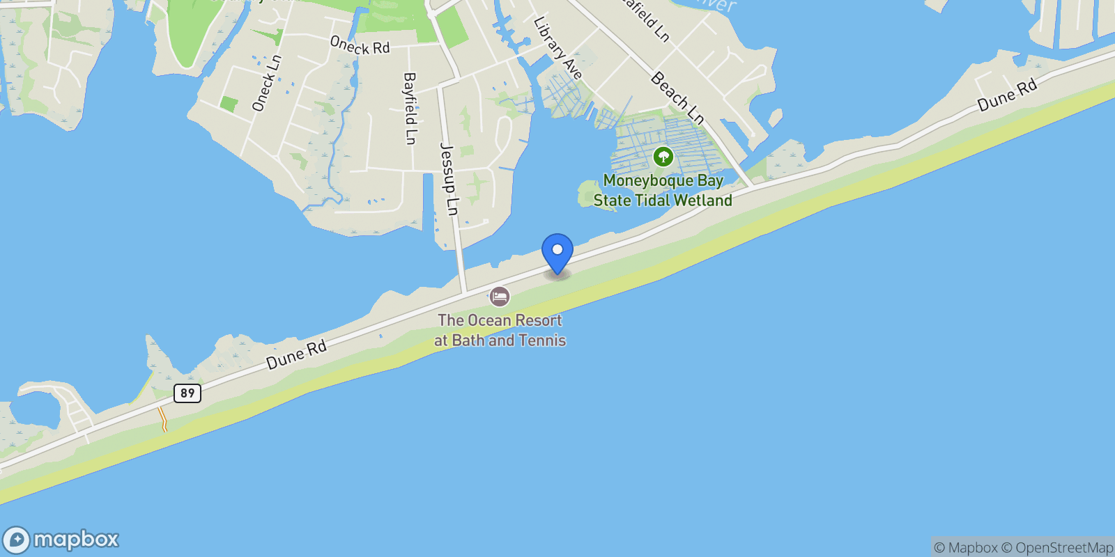Map showing 199 Dune Rd, Westhampton Beach, New York, United States.