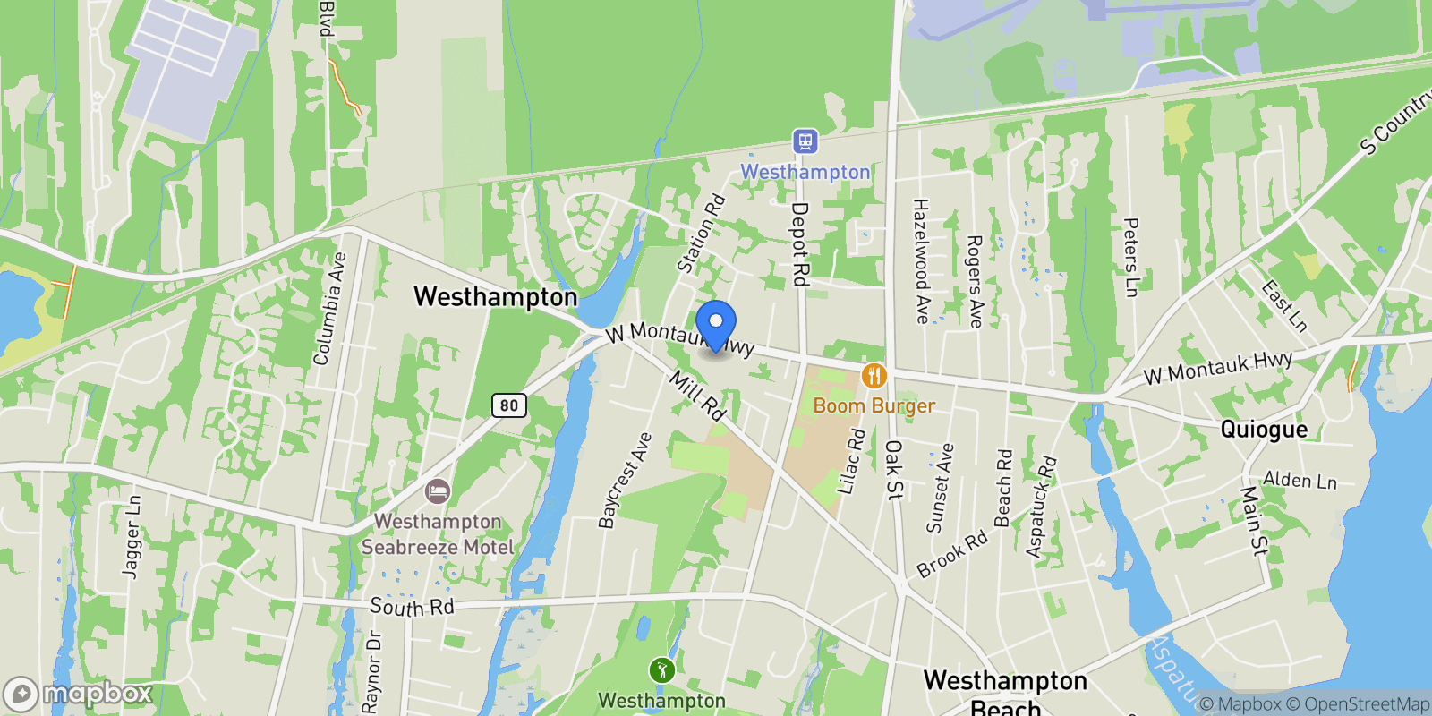 Map showing 19 Montauk Hwy, Westhampton, New York, United States.