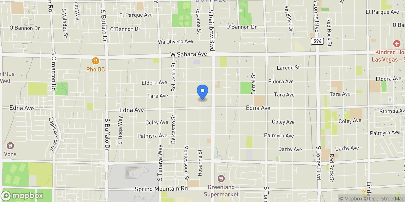 Map showing 2850 Rosanna Street, Las Vegas, Nevada, United States.