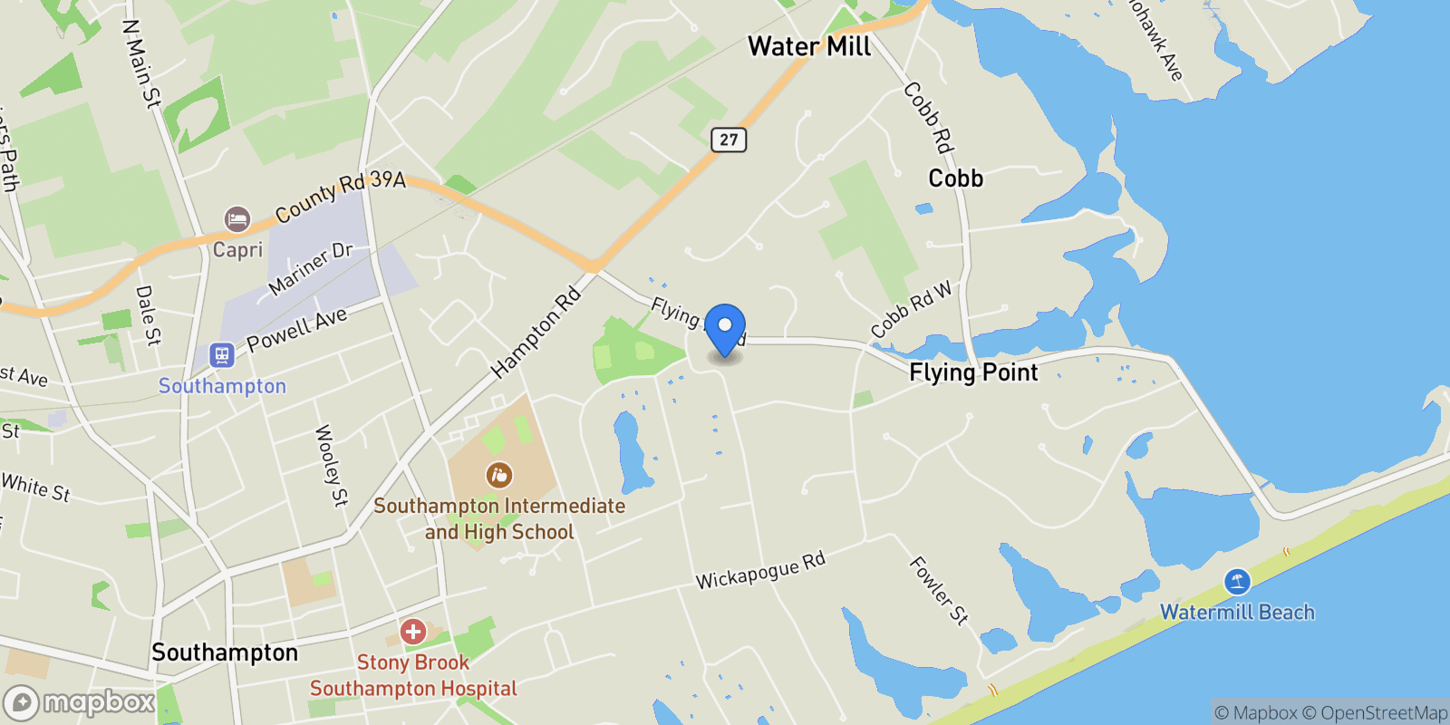 Map showing 106 Downs Path, Southampton, New York, United States.