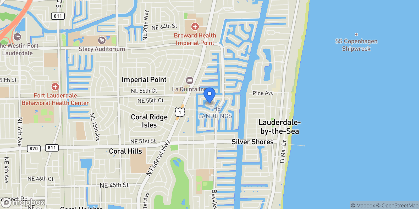 Map showing 2861 NE 55th Ct, Fort Lauderdale, FL 33308, Fort Lauderdale, Florida, United States.