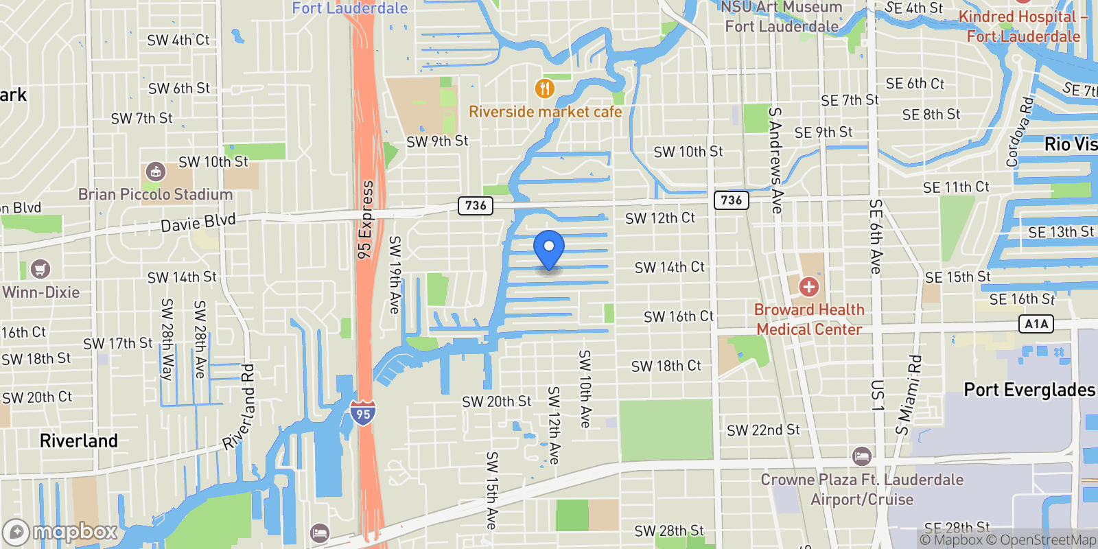 Map showing 1205 Guava Isle, Fort Lauderdale, FL 33315, Fort Lauderdale, Florida, United States.