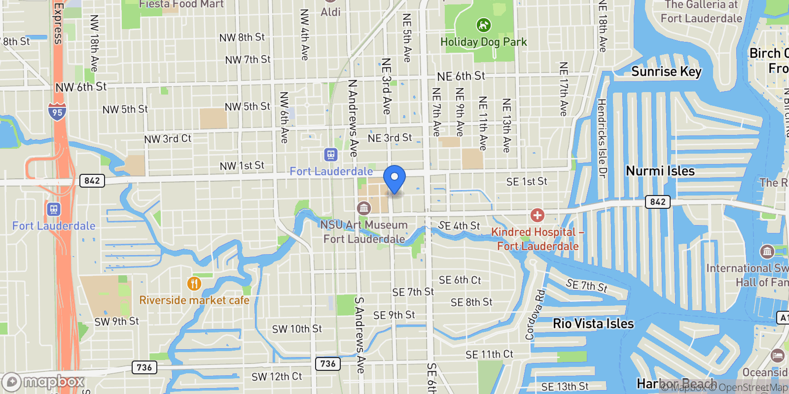 Map showing 350 SE 2nd St #1030, Fort Lauderdale, FL 33301, Fort Lauderdale, Florida, United States.