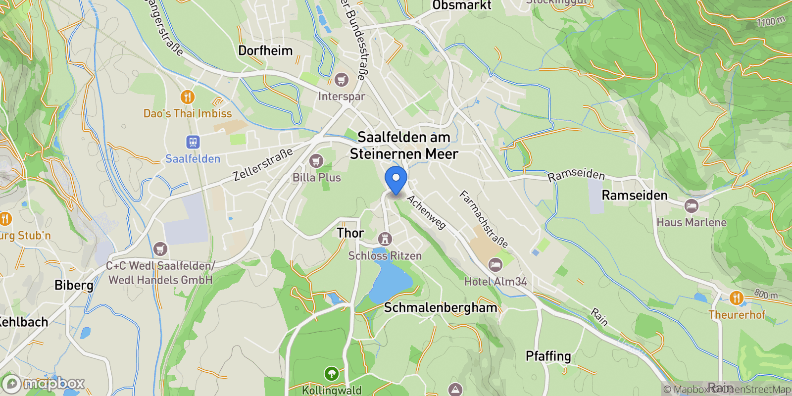 Map showing Ritzenseestraße, Saalfelden, Salzburg, Austria.