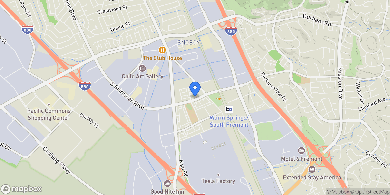 Map showing 44862 S Grimmer Blvd, Newark, California, United States.
