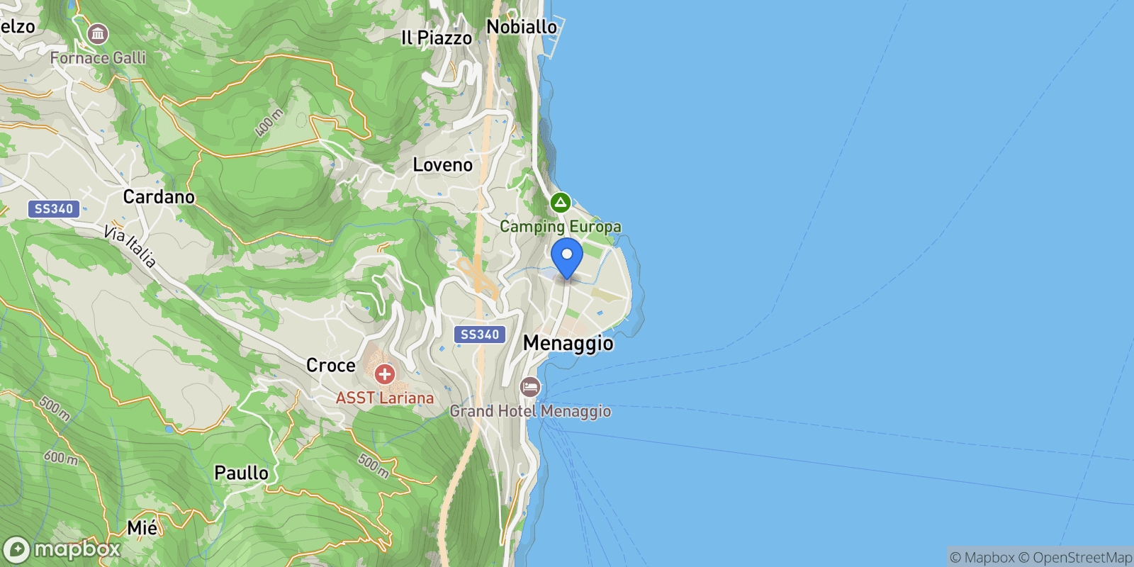 Map showing 22017 Menaggio, Province of Como, Italy, Menaggio, Lombardy, Italy.