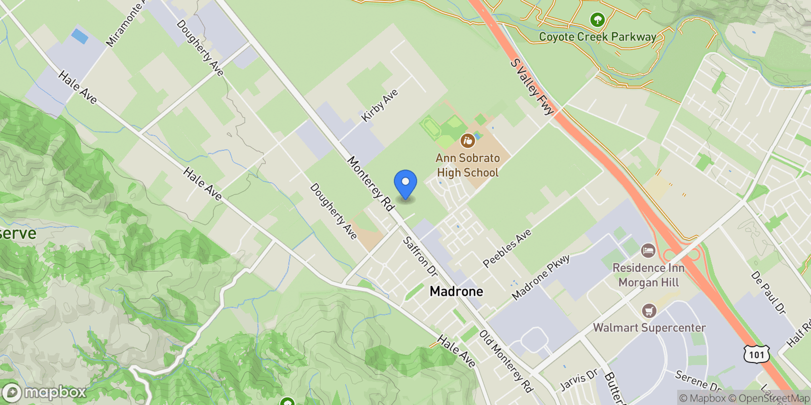 Map showing 19641 Juniper Loop, Morgan Hill, California, United States.