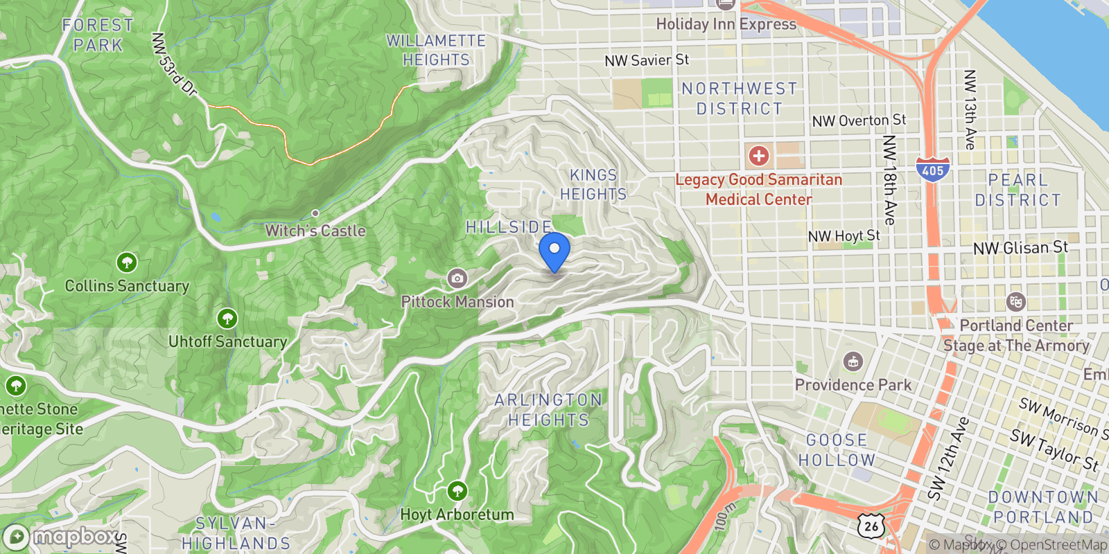 Map showing 2892 NW BEUHLA VISTA TER , Portland, OR 97210, Portland, Oregon, United States.