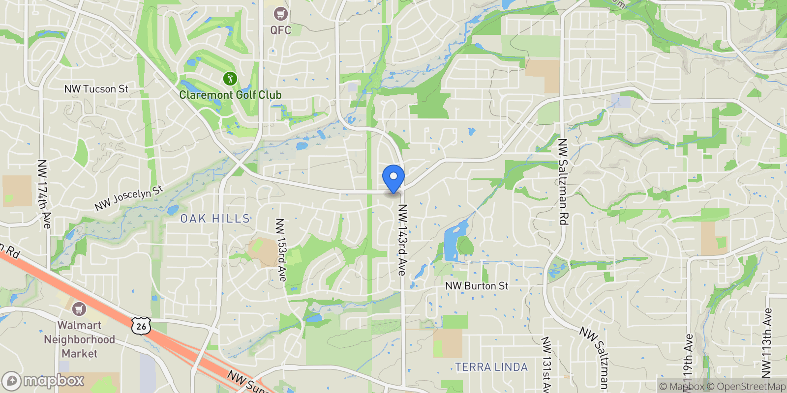 Map showing 3105 NW 144TH AVE , Beaverton, OR 97006, Hillsboro, Oregon, United States.