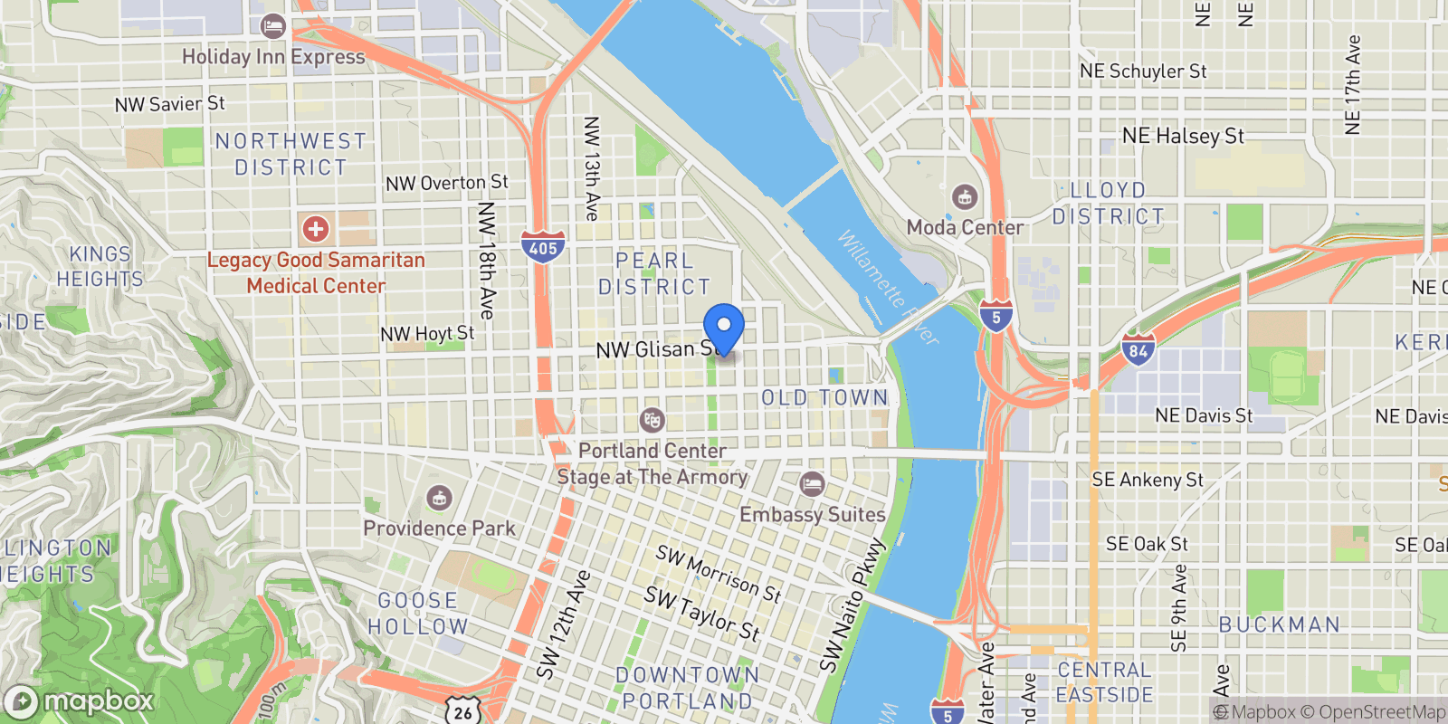 Map showing 725 NW Flanders St 401, Portland, OR 97209, Portland, Oregon, United States.