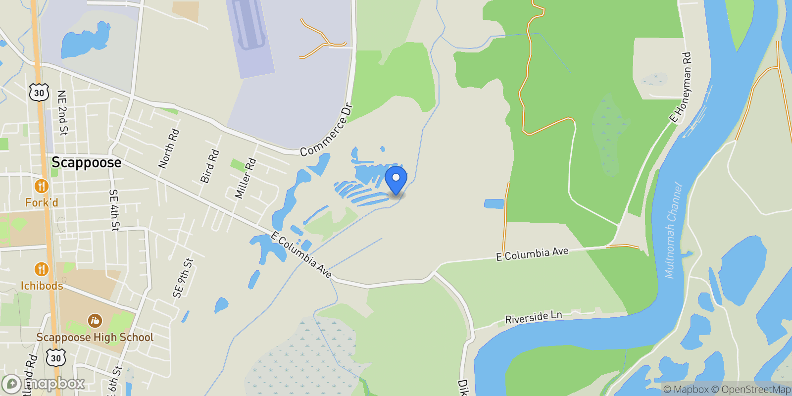 Map showing 34579 E COLUMBIA AVE , Scappoose, OR 97056, Scappoose, Oregon, United States.
