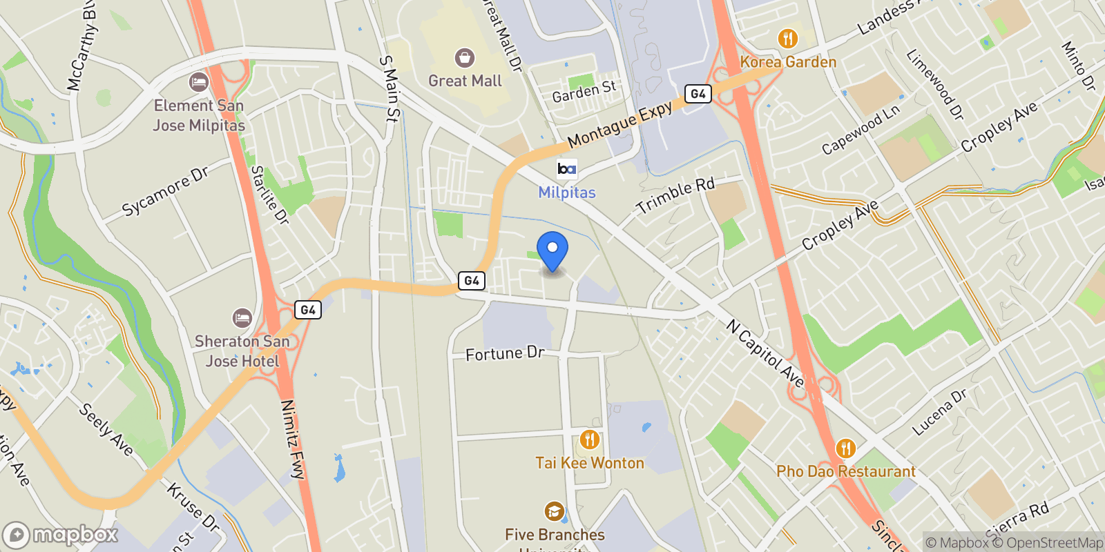 Map showing 1817 Passage Street, Milpitas, California, United States.