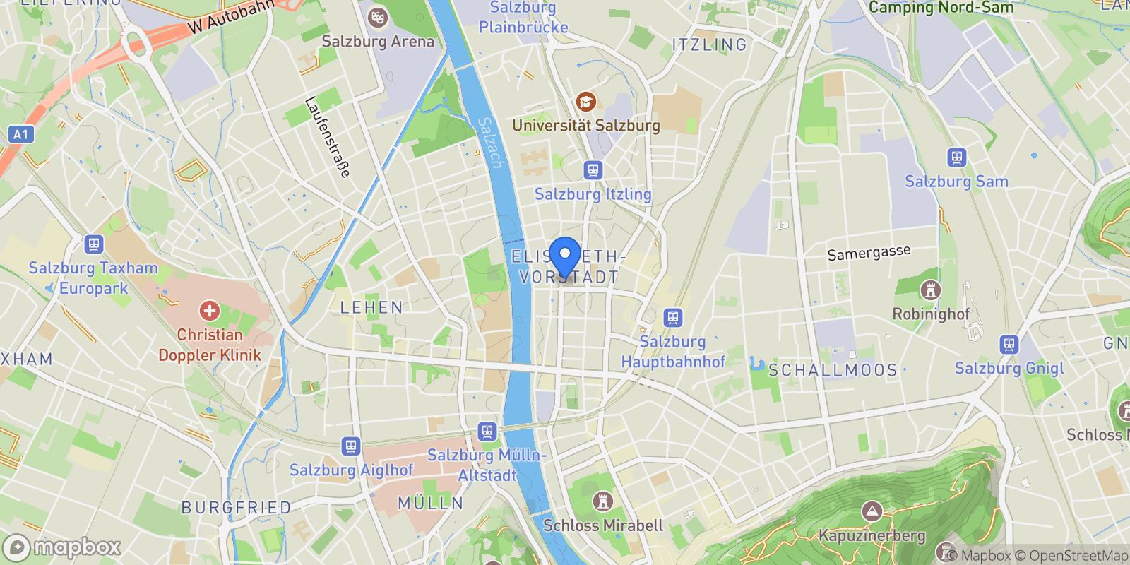 Map showing Haunspergstraße, Salzburg, Salzburg, Austria.