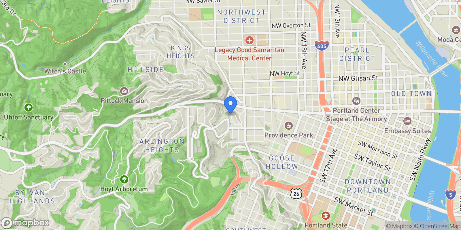 Map showing 2416 SW CEDAR ST , Portland, OR 97205, Portland, Oregon, United States.