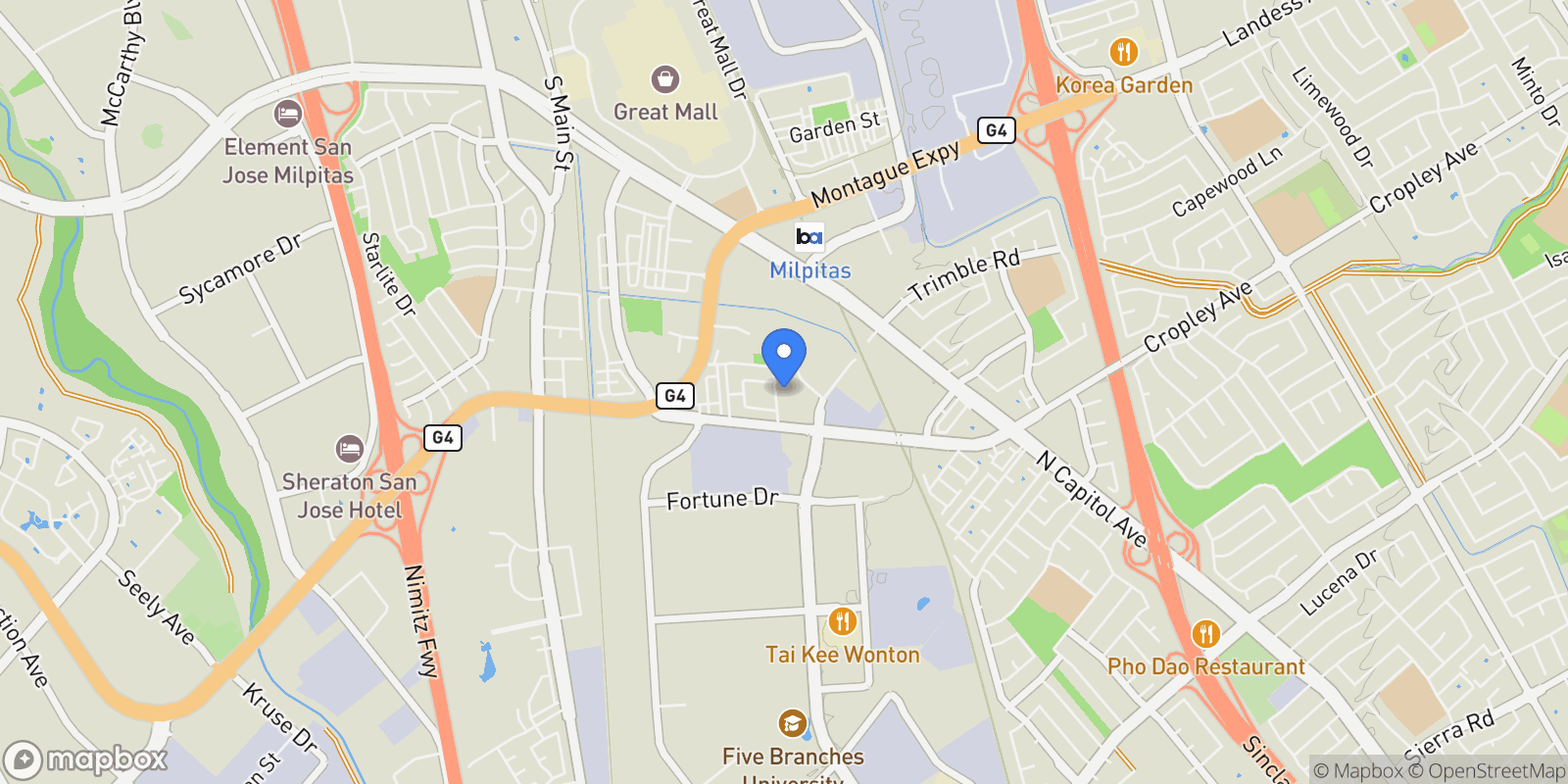 Map showing 1912 Journey Street, Milpitas, California, United States.