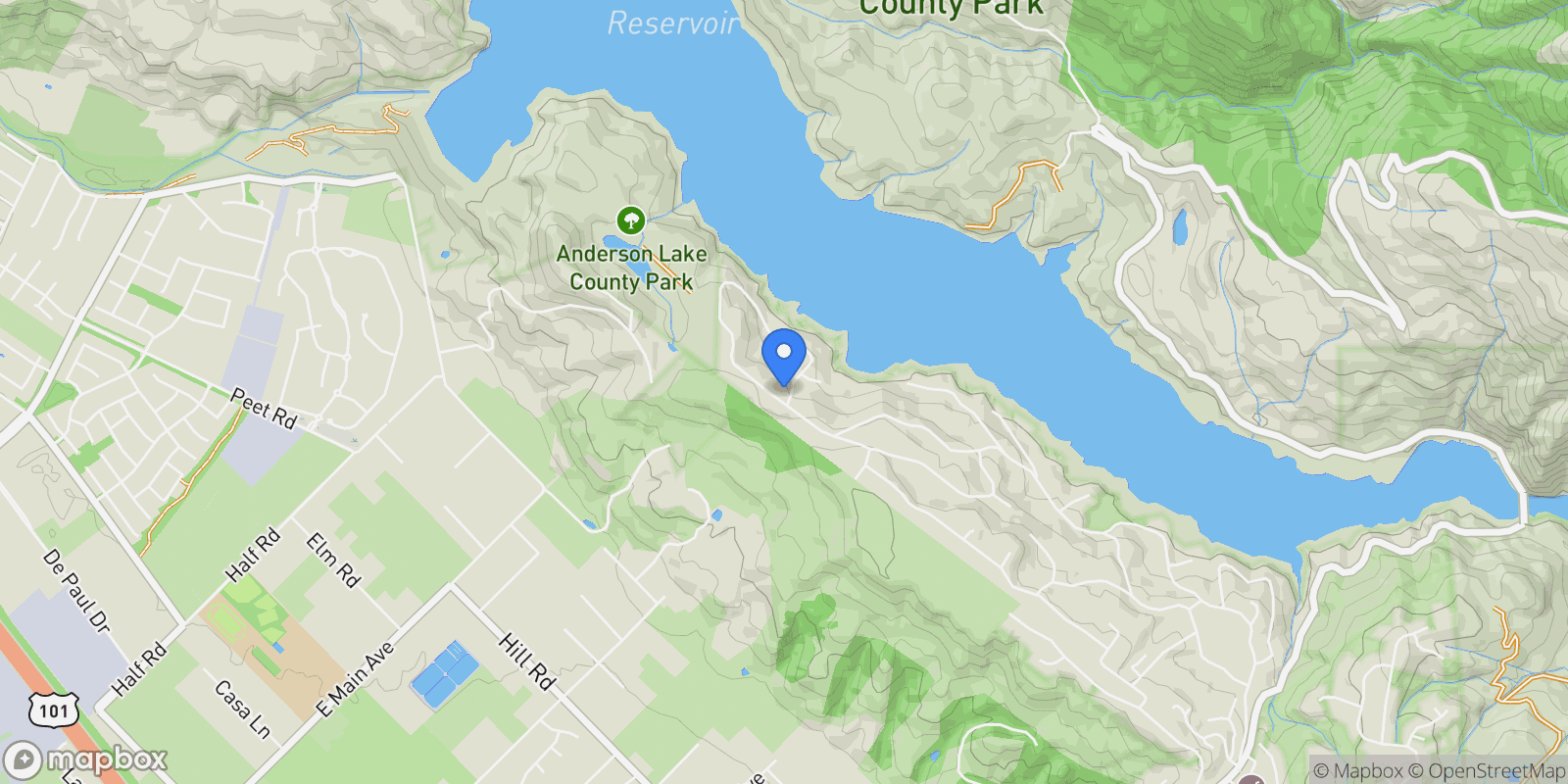 Map showing 17710 Holiday Drive, Morgan Hill, California, United States.