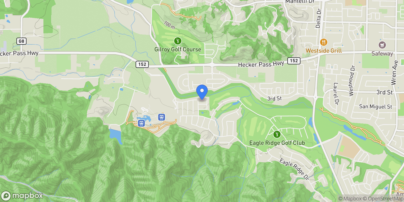 Map showing 2846 Roundstone Drive, Gilroy, California, United States.