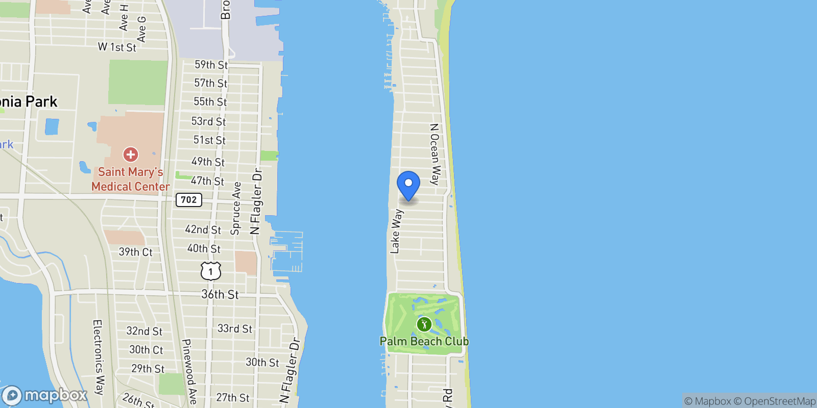 Map showing 274 Monterey Road , Palm Beach, FL 33480, Palm Beach, Florida, United States.
