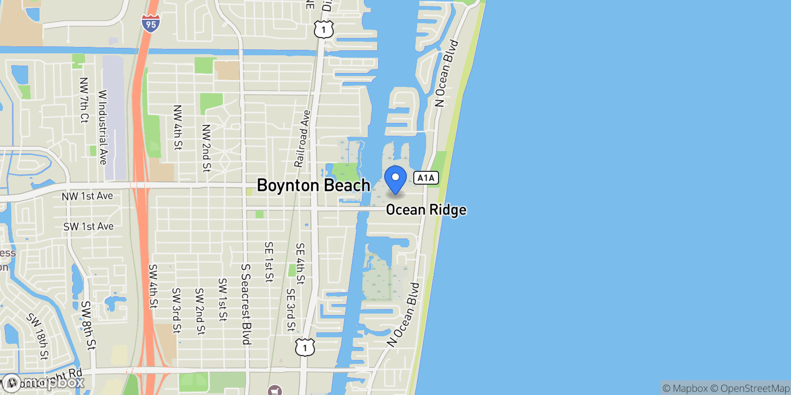 Map showing 41 Coconut Lane , Ocean Ridge, FL 33435, Boynton Beach, Florida, United States.