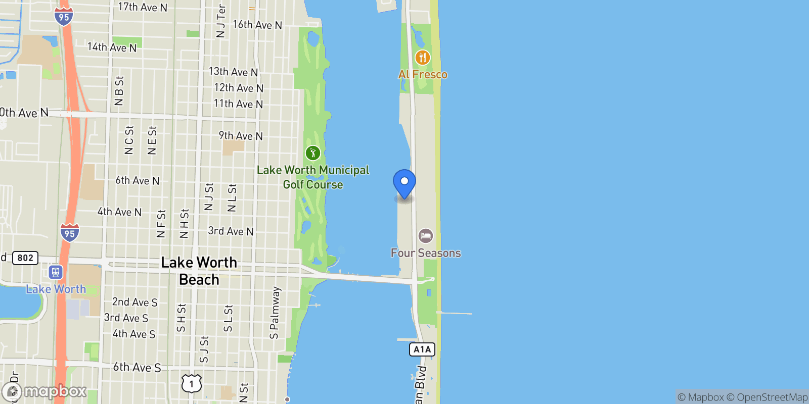 Map showing 2773 S Ocean Boulevard 406, Palm Beach, FL 33480, Palm Beach, Florida, United States.