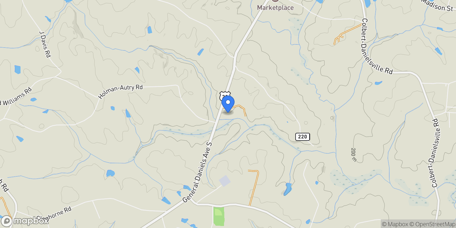 Map showing Danielsville, Georgia, United States.