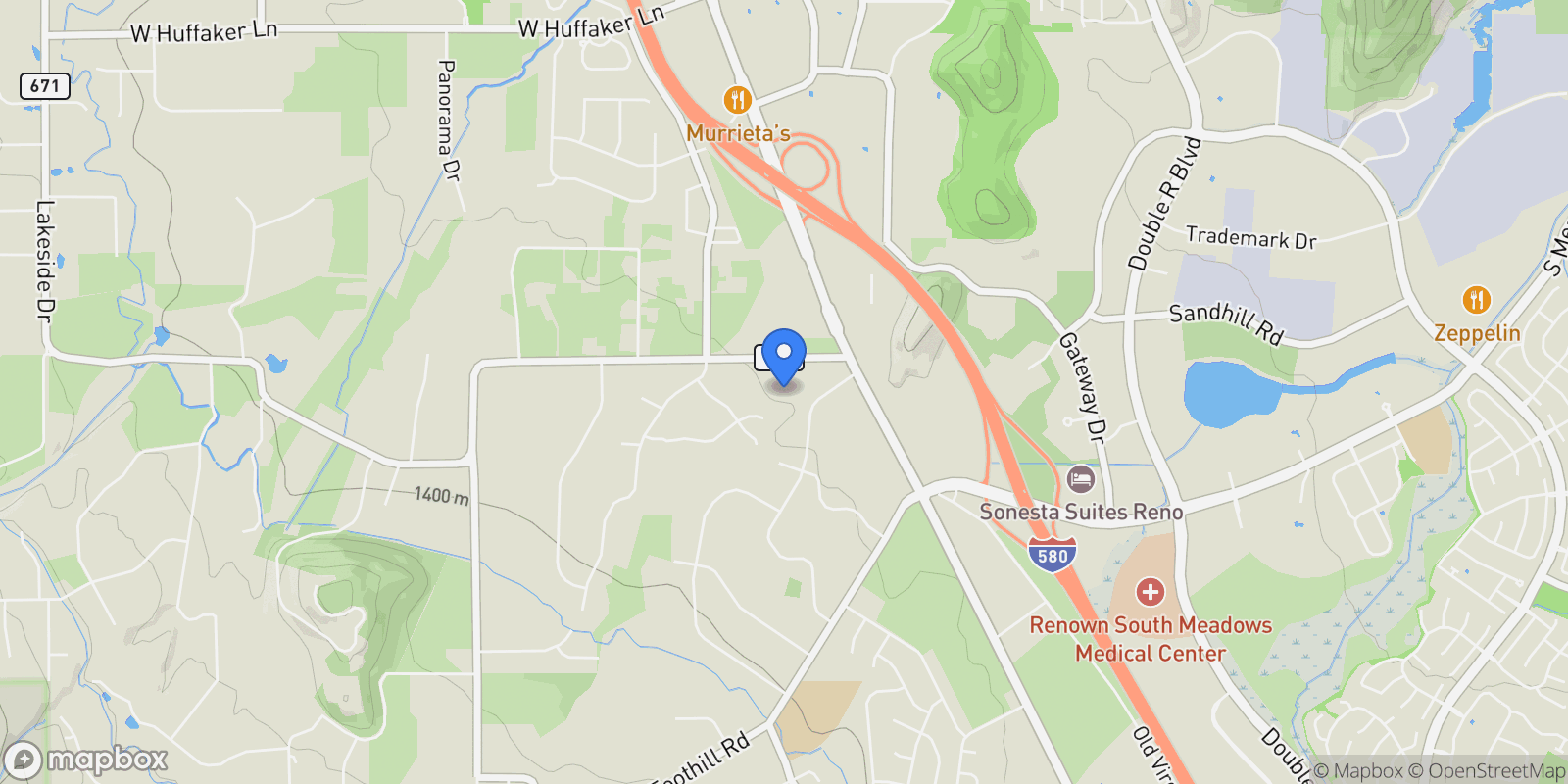 Map showing 9625 Lane Garrett Drive, Reno, NV 89511, Reno, Nevada, United States.