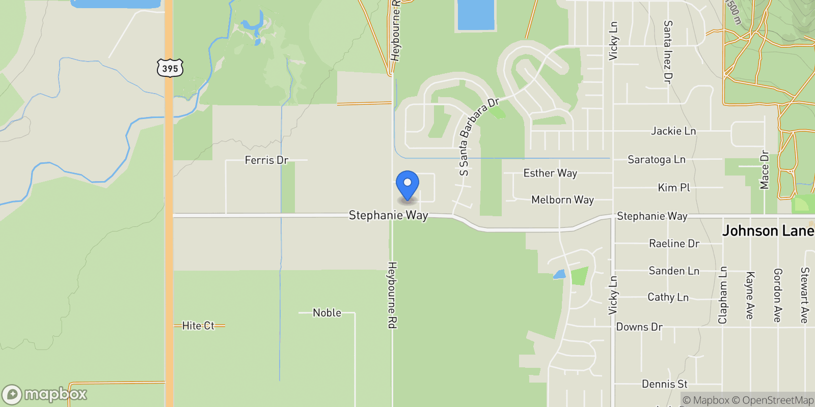 Map showing 1124 N Fork Trail, Minden, NV 89423, Indian Hills, Nevada, United States.