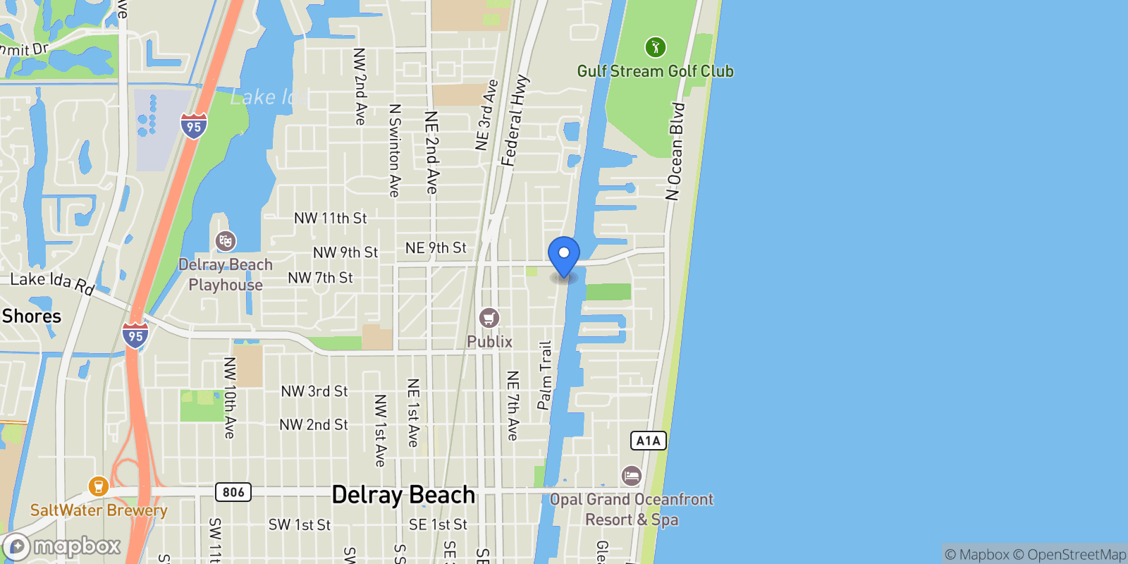 Map showing 725 Palm Trail 10, Delray Beach, FL 33483, Delray Beach, Florida, United States.
