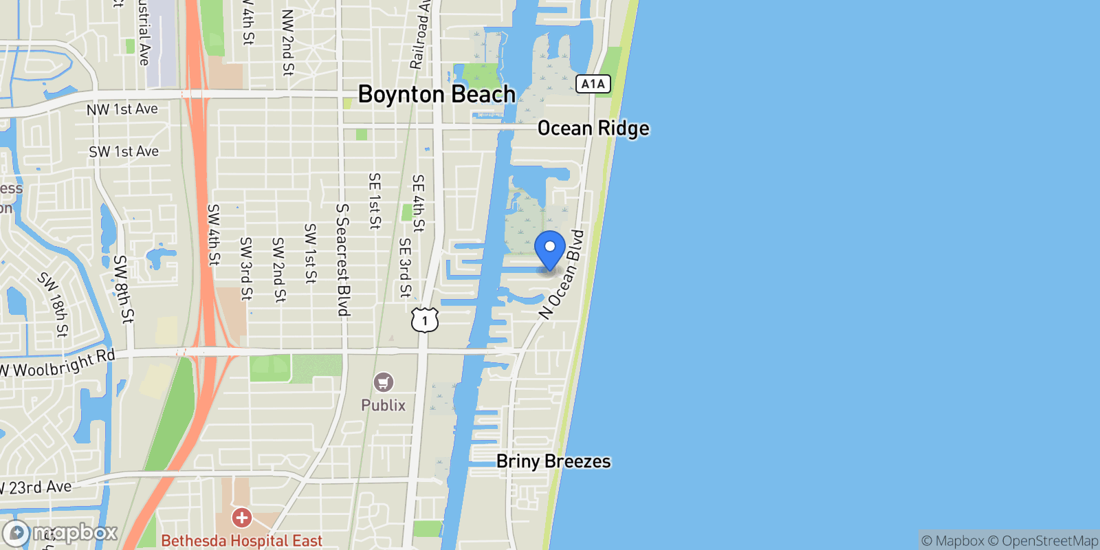 Map showing 10 S Harbour Drive , Ocean Ridge, FL 33435, Boynton Beach, Florida, United States.